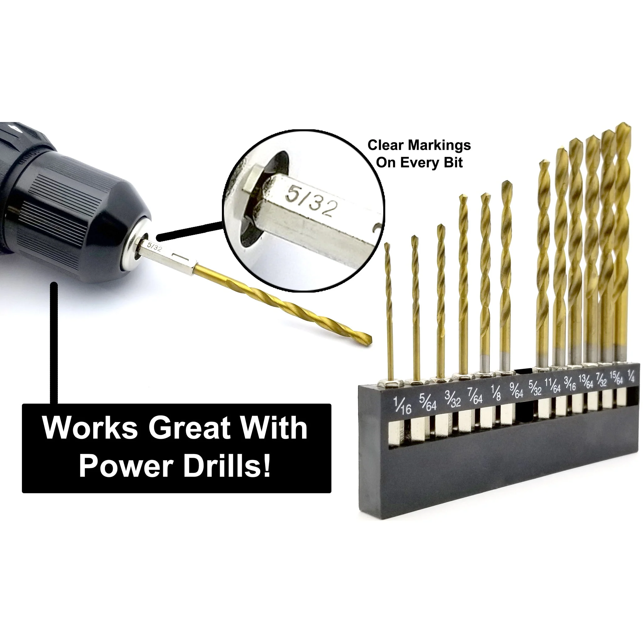 VETCO Titanium Nitride Drill Bit Set - 13 Pieces Hex Shank Quick Change Speed Lock Wood Plastic Aluminum - Image 11