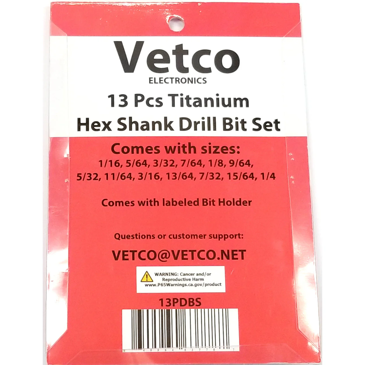 VETCO Titanium Nitride Drill Bit Set - 13 Pieces Hex Shank Quick Change Speed Lock Wood Plastic Aluminum - Image 9