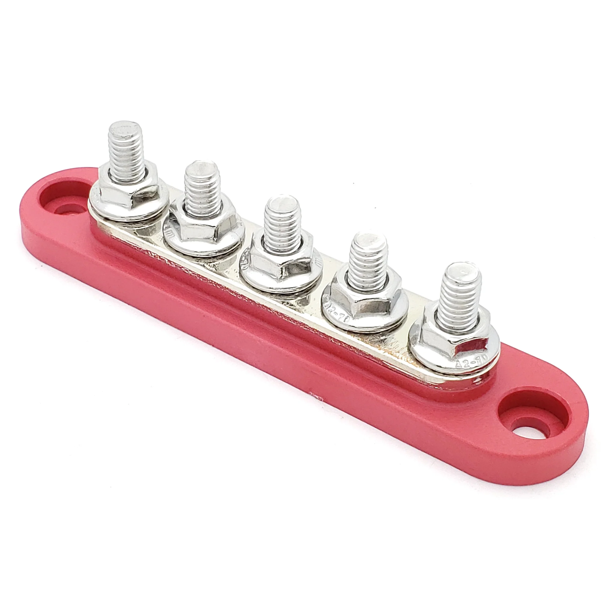 150A Busbar - Red - 5 Terminal - With Cover