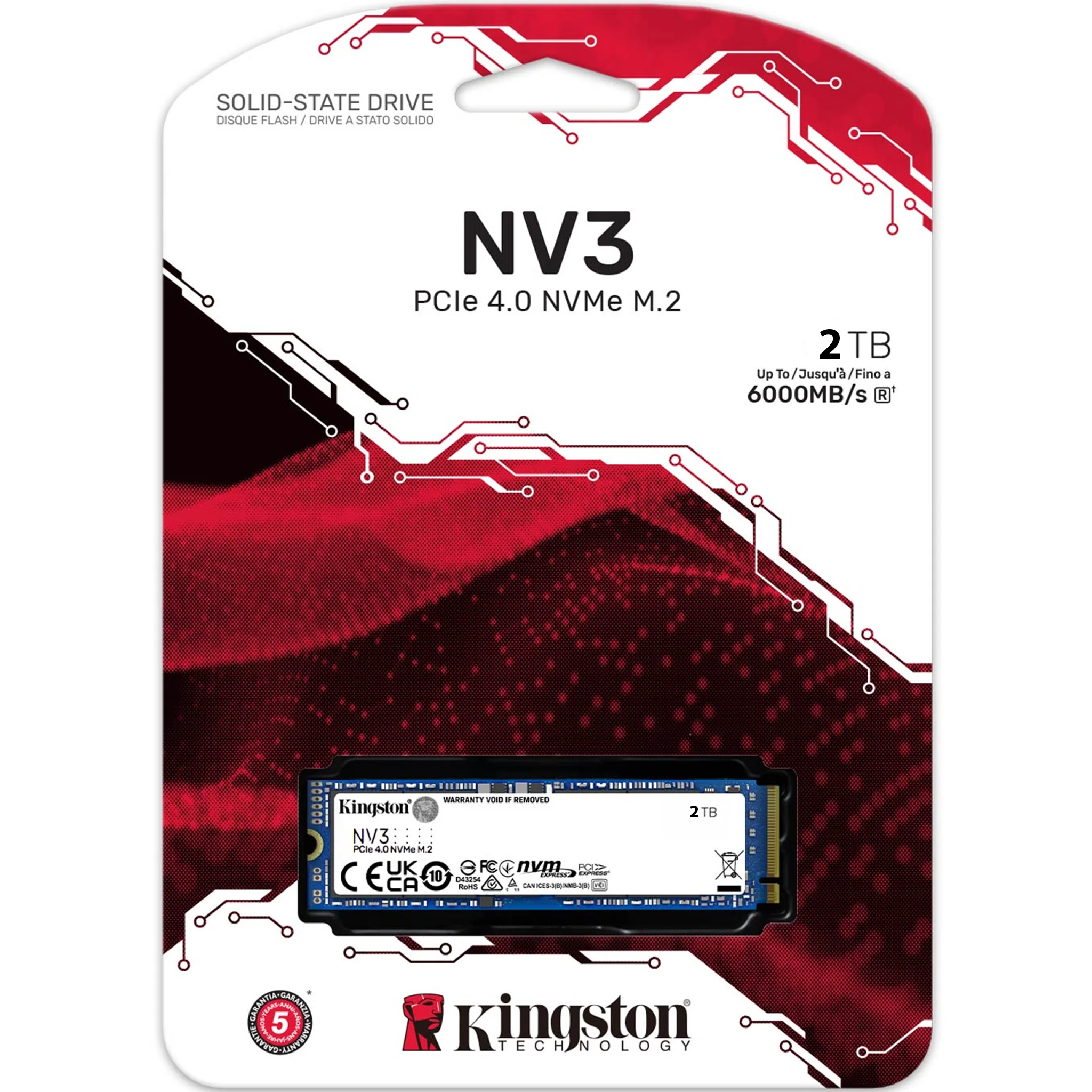 2 Terabyte NVMe SSD - Kingston NV3 - 2TB - 6000MB/s PCIe 4.0 M.2 2280 SSD