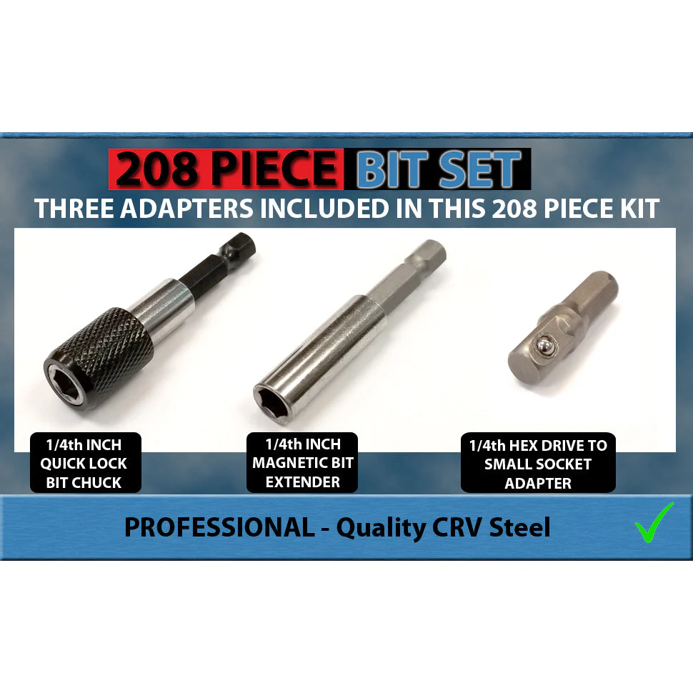 VETCO 208-Piece Screwdriver Bit Set CRV Steel Security Bit Socket Set - Image 3