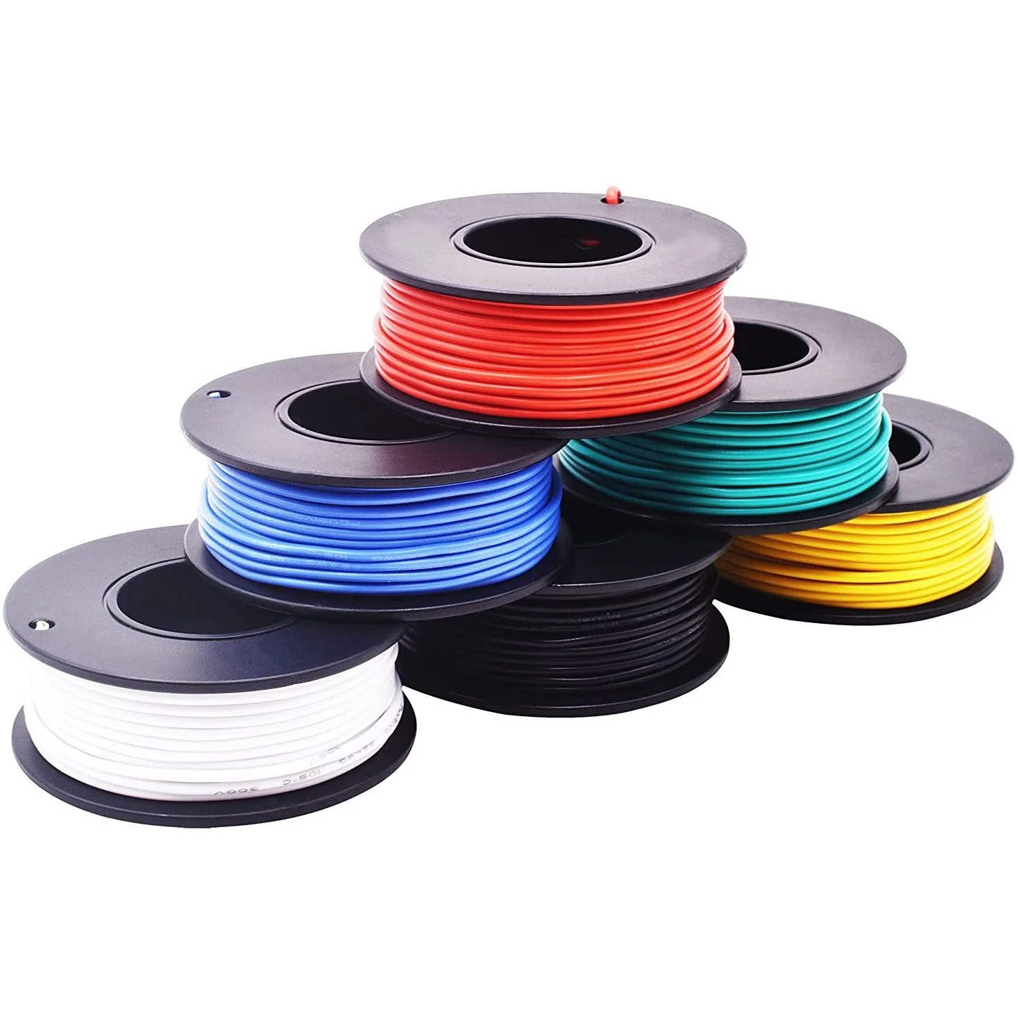 20AWG Solid Pre-tinned Hookup Wire 6-Pack 23Ft each (Red, Black, Yellow, Green, Blue, White)
