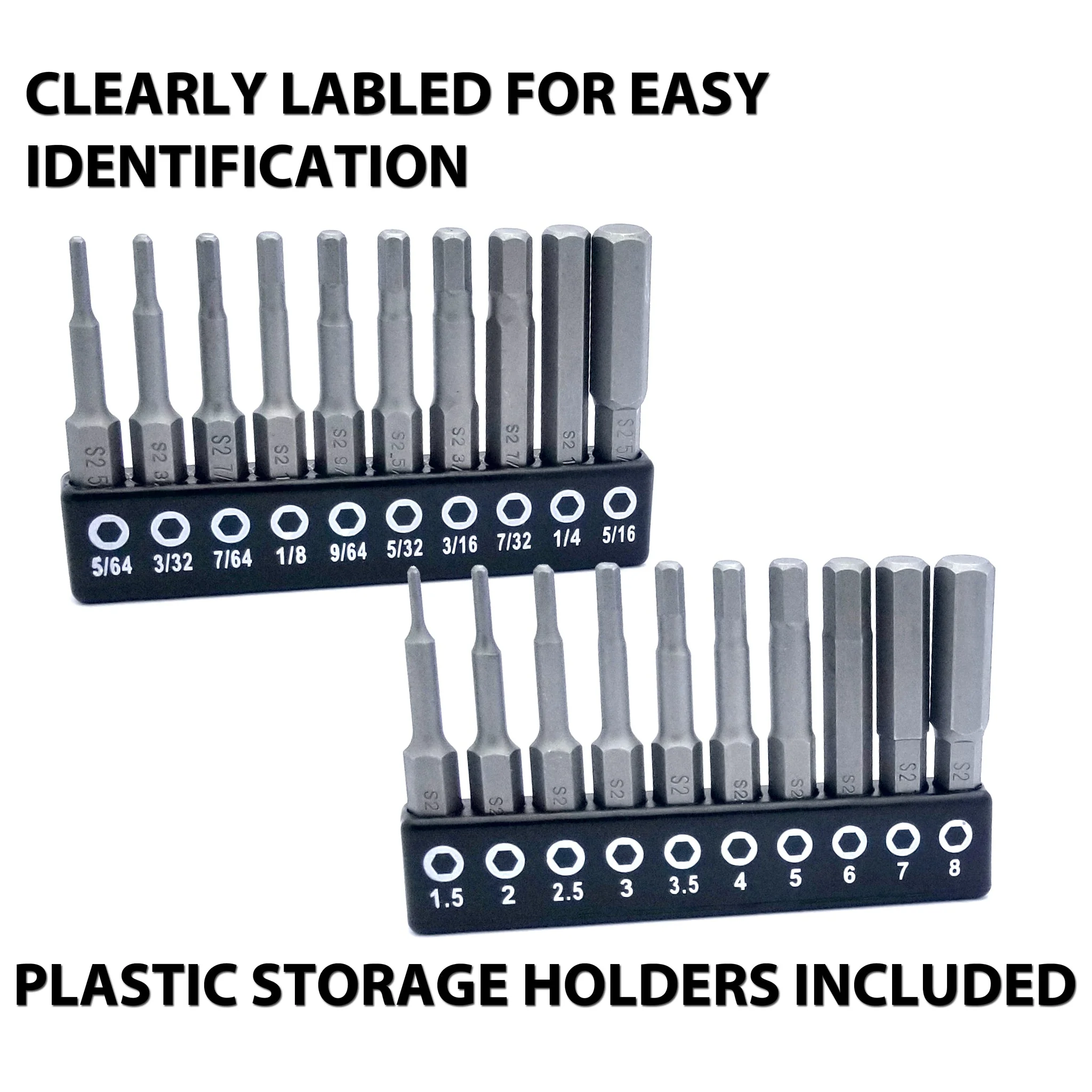 VETCO Magnetic Hex Allen Wrench Drill Bit Set, 20-Piece, With Extra Long Bits, Metric and SAE - Image 4