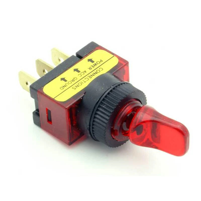 SPST Lighted Toggle Switch Duckbill Handle Red 20A