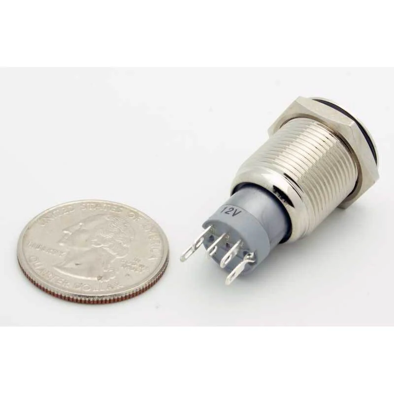 SPDT Sealed Illuminated Push Button Switch Momentary (Blue) - Image 3