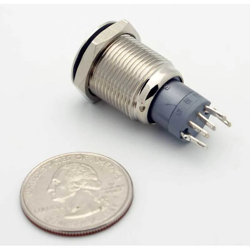 SPDT Sealed Illuminated Push Button Switch ON-OFF (Green) - Image 3