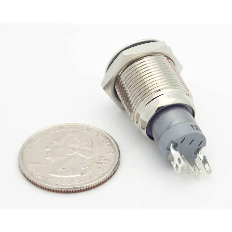 SPDT Sealed Illuminated Push Button Switch ON-OFF (Blue) - Image 3