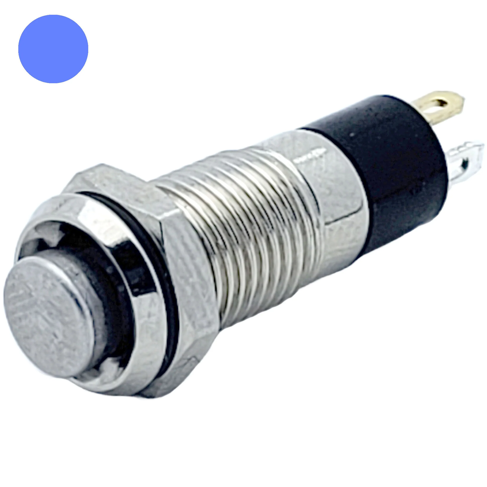 8mm Panel-Mount Momentary Push Button with Blue LED indicator