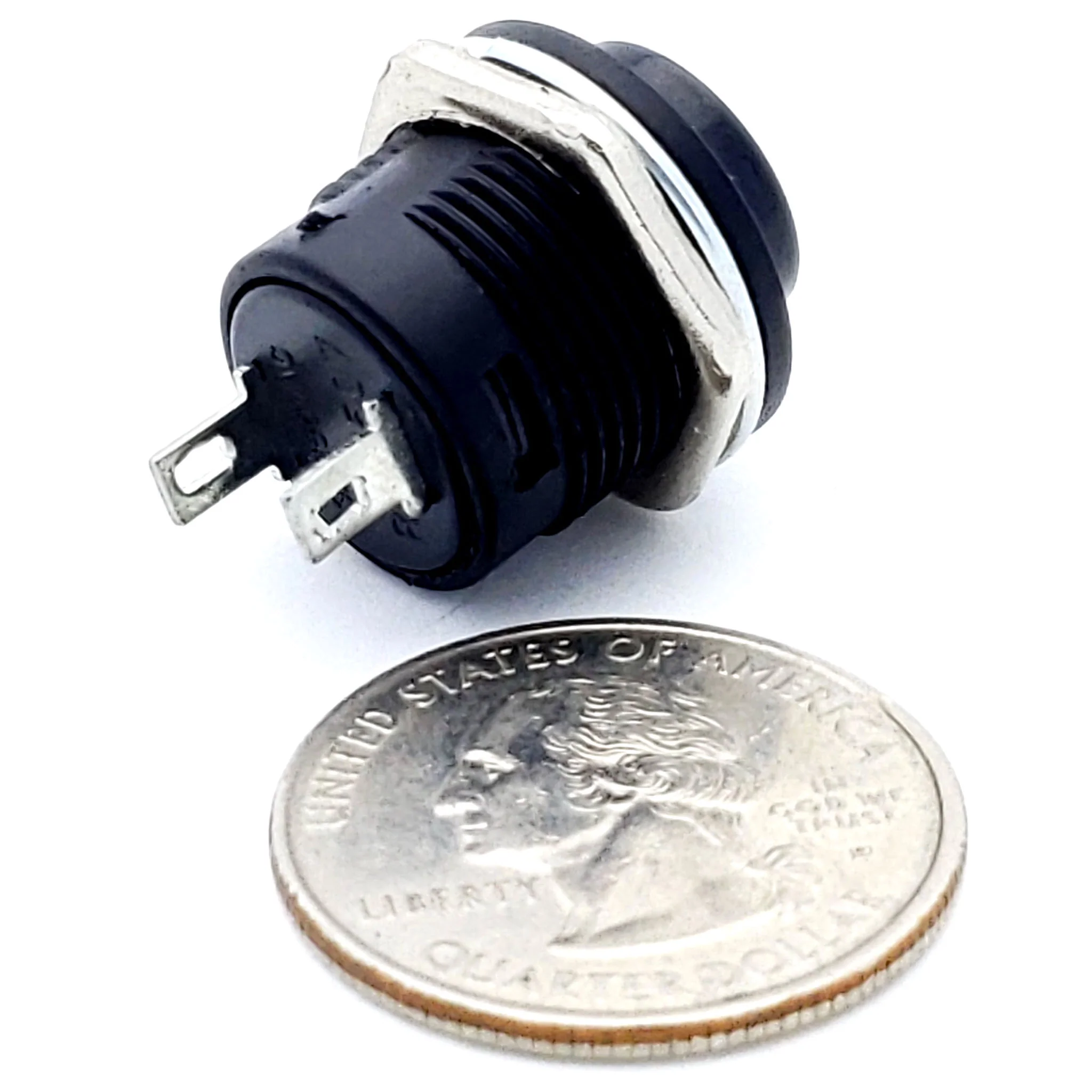 Black Momentary Push Button Switch – SPST (ON) - OFF 3A 250V AC Panel Mount - Image 2