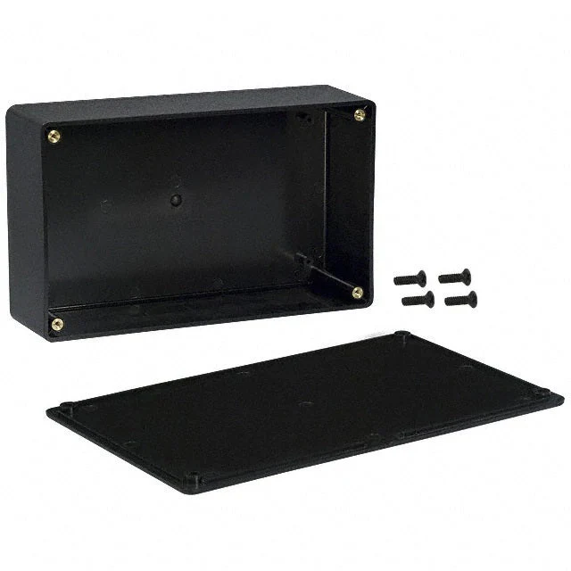 Black Plastic Enclosure, 7.612" L x 4.612" W  X 2.356" H
