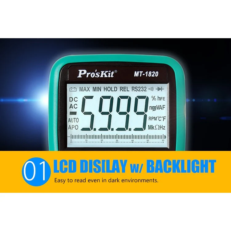 Pro'sKit MT-1820 3 5/6 Dual Display Multimeter w/ USB Connector - Image 5