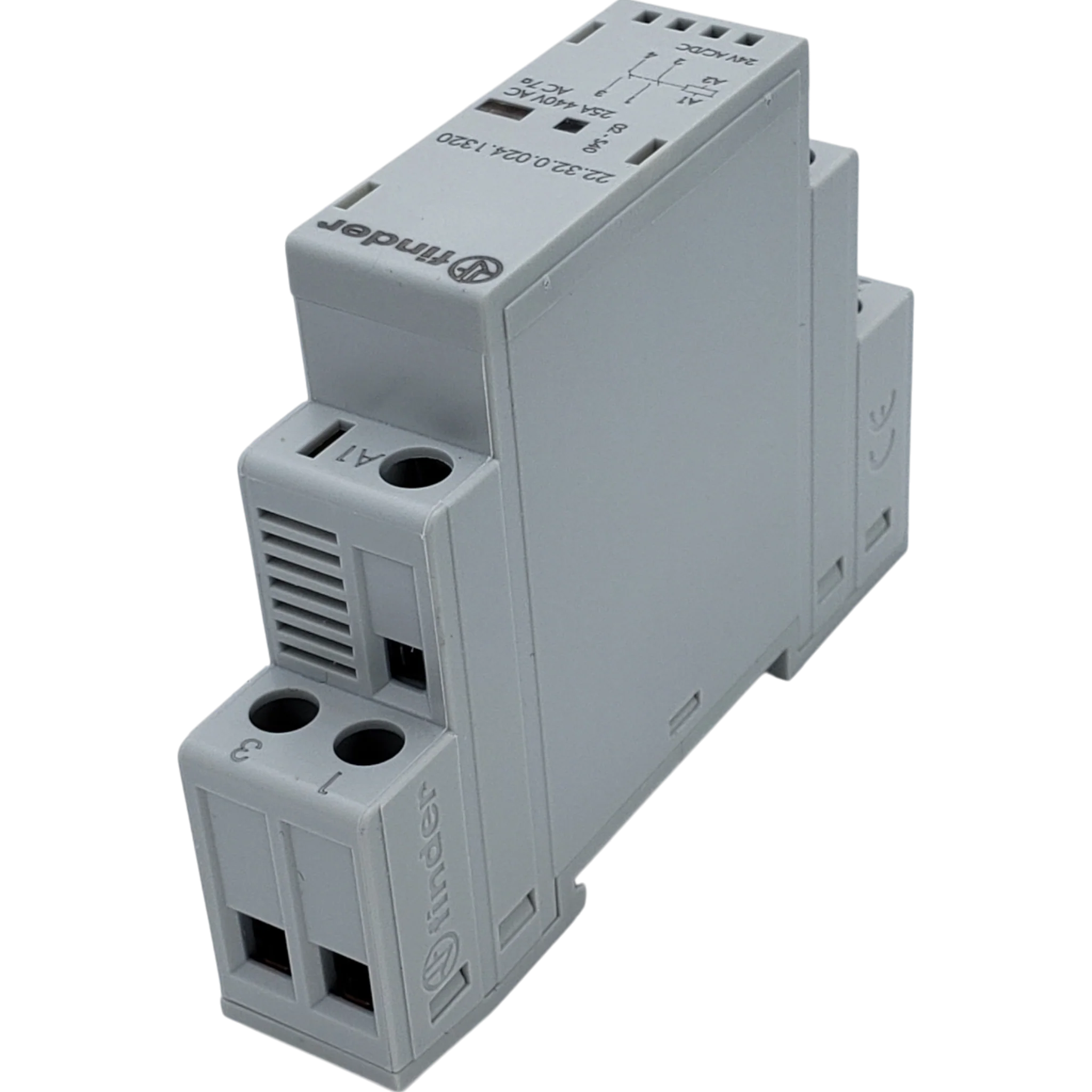 DPST-NO 2NO Contactor - 24V AC/DC Coil - 25A 250VAC Contacts - DIN Rail - Finder 22.32.0.024.1320 - Image 2