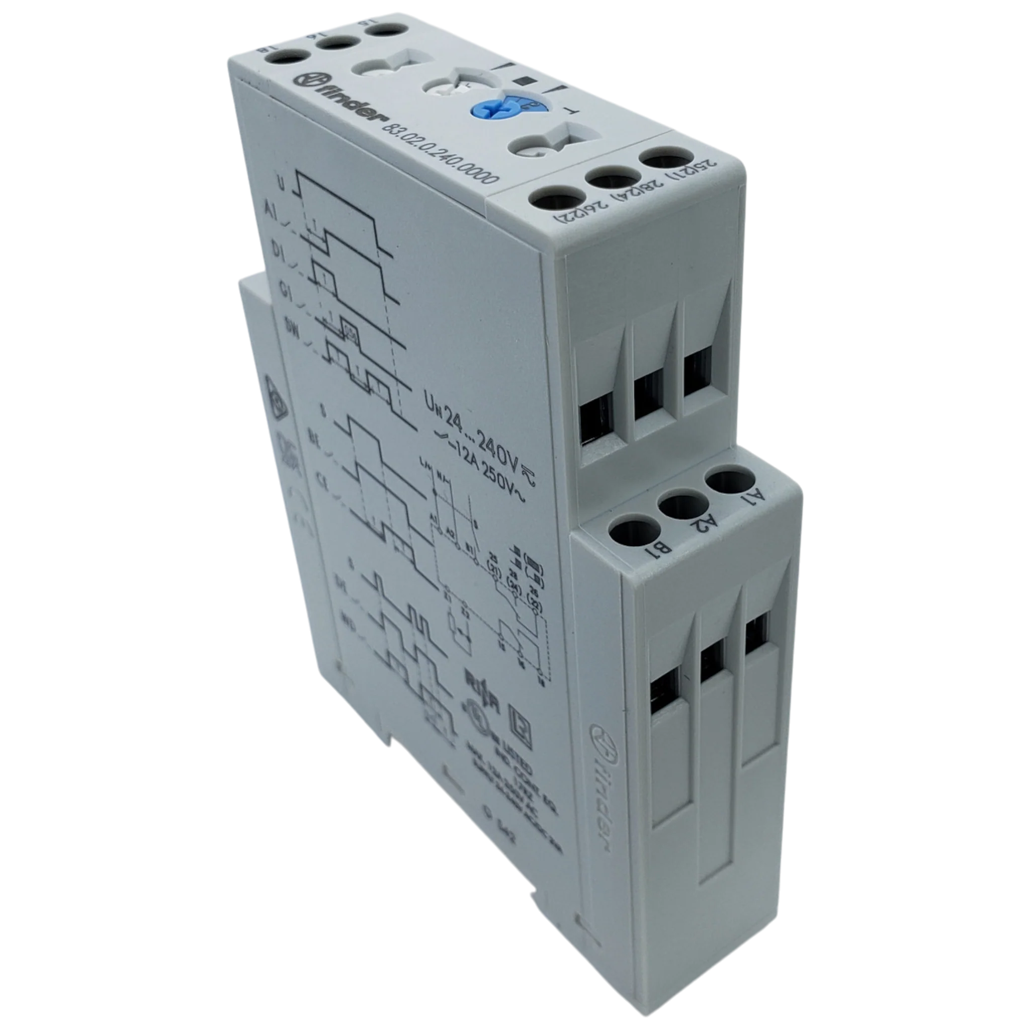 Fully Adjustable Time Delay Relay Timer DPDT DIN Rail - Finder 83.02.0.240.0000