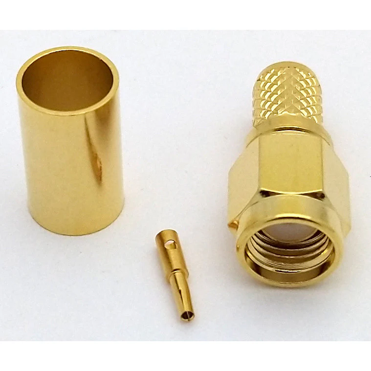 Reverse SMA Male 3 Piece Crimp Connector for LMR-240 Coax