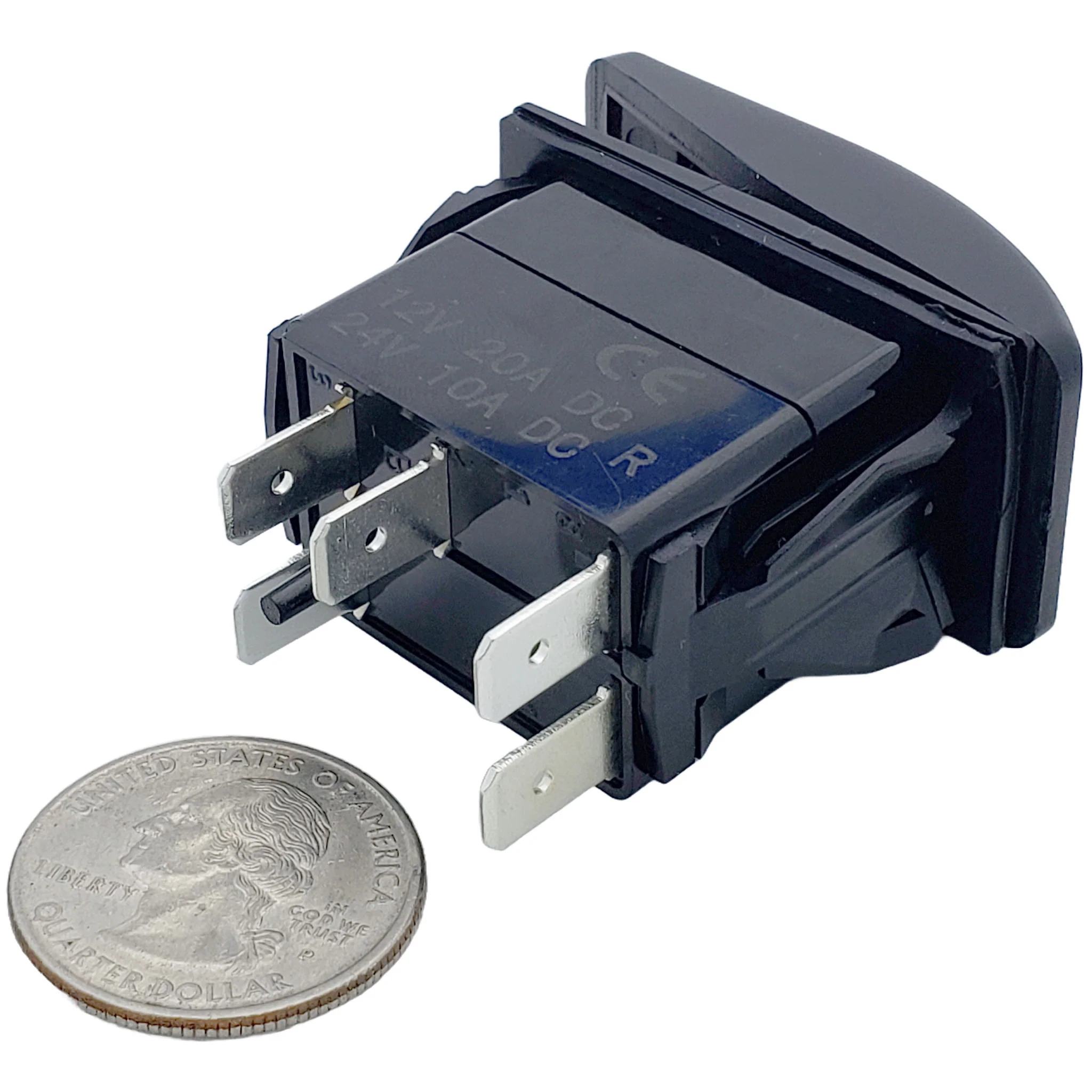 Marine Rocker Switch SPDT ON/OFF 12V 20A with Blue LED Indicator - Image 2