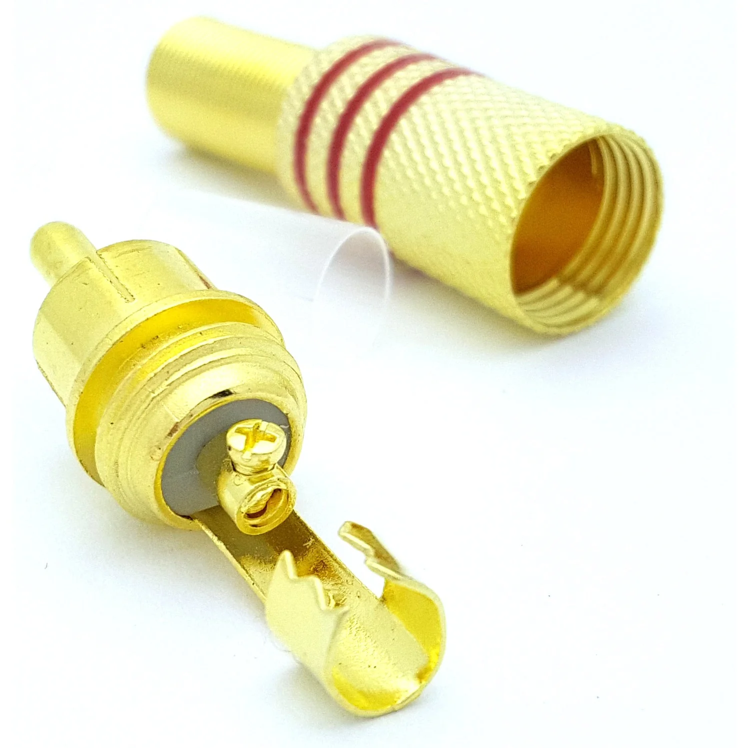 Metal RCA Male Plug - Gold Plated - Red or Black - Image 7
