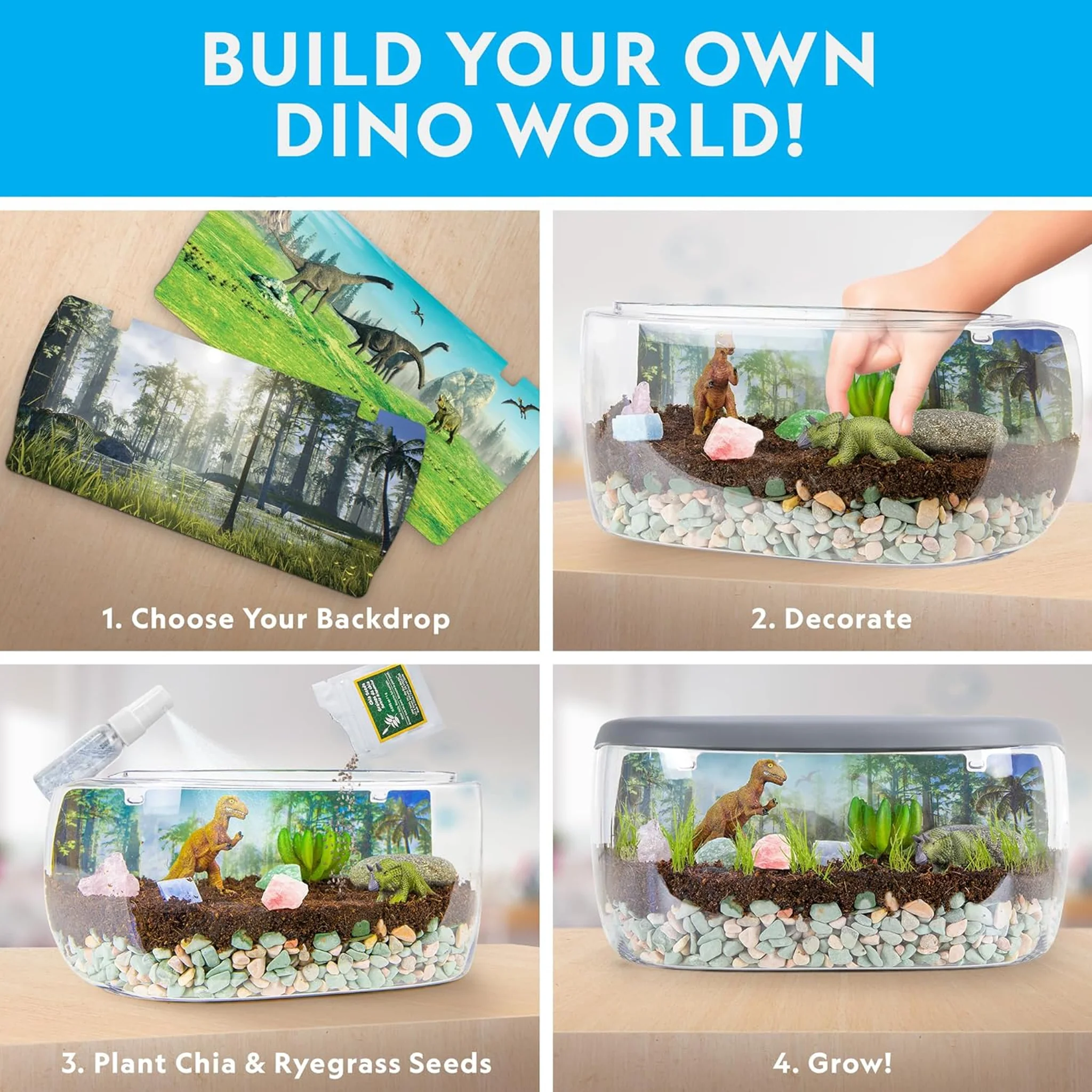 National Geographic Light Up Terrarium Kit With Real Plants & Gemstones - Image 2