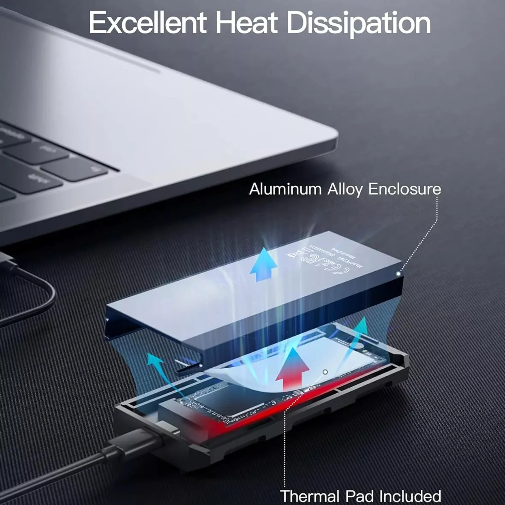 NVME SSD To USB-C Adapter Enclosure (M.2 mSATA and NVMe) - RGB LEDs - Image 5