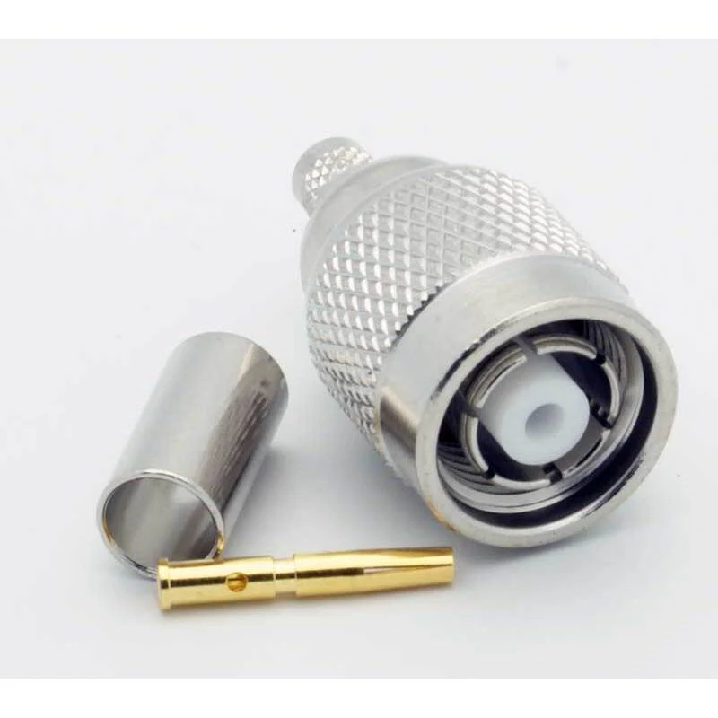 Reverse TNC Male 3 Piece Crimp Connector for RG-58 Coax