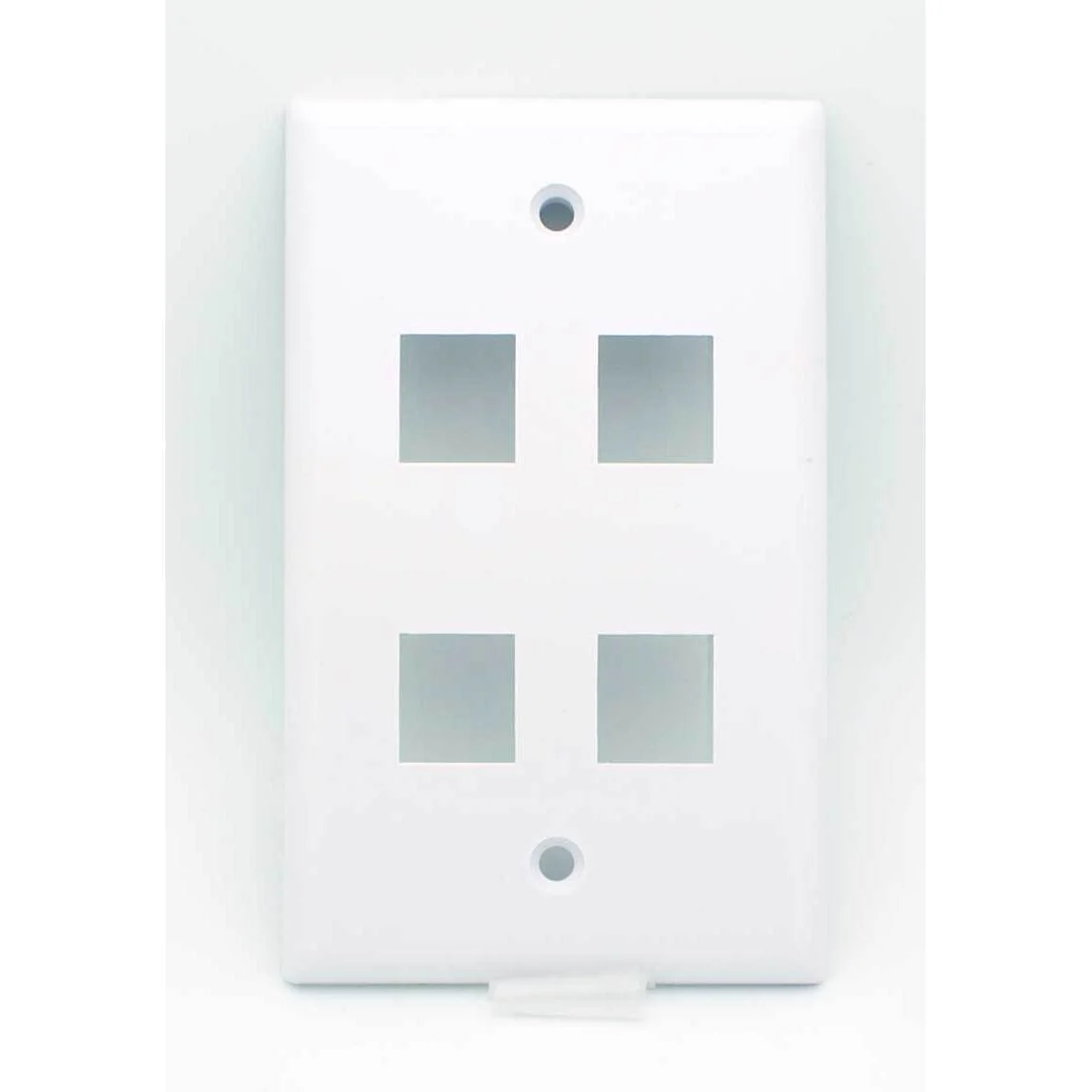 4 Port Blank Keystone Wall Plate - White