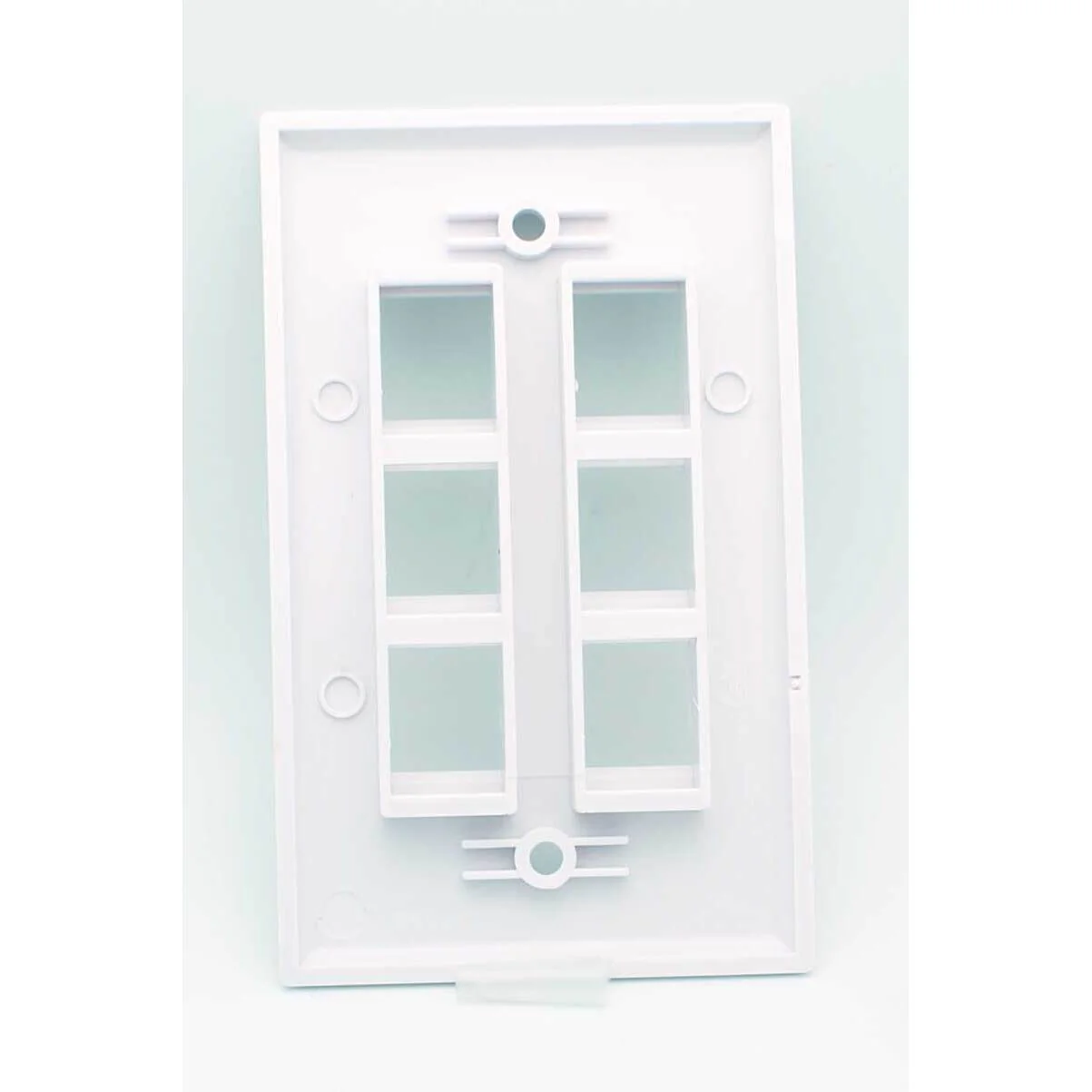 6 Port Blank Keystone Wall Plate - White - Image 2