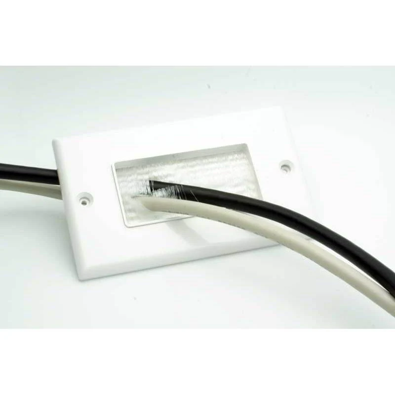 Single Gang Decor Bulk Cable Wall Plate with Brush Grommet - Image 3