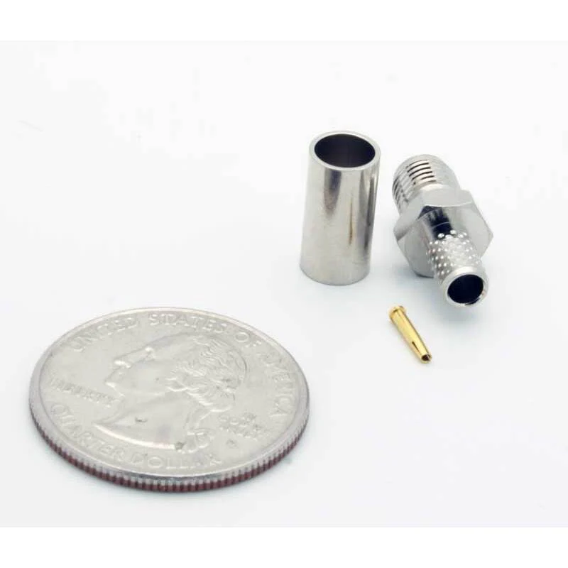 SMA Female Crimp Connector – 3-Piece for RG-58 Coax, 50 Ω, Gold Pin, Nickel-Plated - Image 3