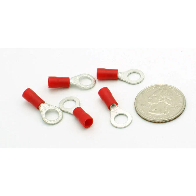 Ring Terminal - 22-18 AWG - 1/4" Stud - 100 Pack