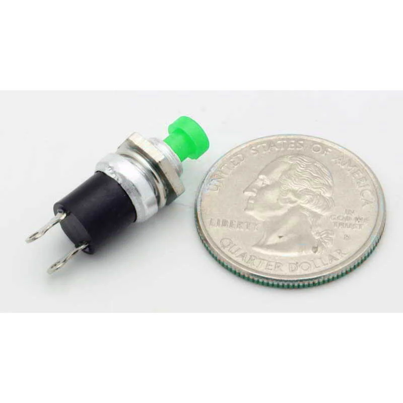 SPST Miniature Push Button Momentary Green N.O. 1A - Image 2