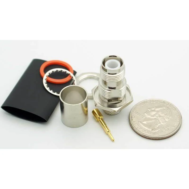 Reverse TNC Bulkhead Female 3 Piece Crimp Connector for LMR-400 Coax - Image 3