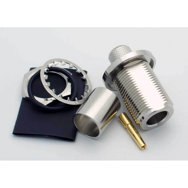 N Bulkhead Female 3 Piece Crimp Connector for LMR-400