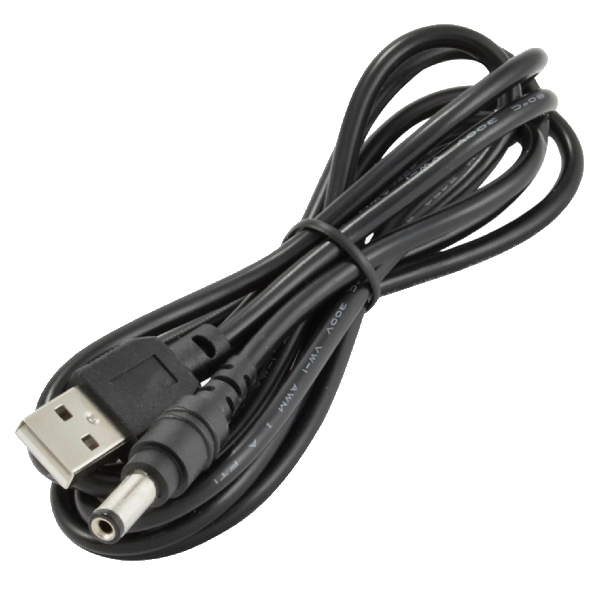 USB 5V to 2.1mm DC Barrel Plug - Great For Addressable LED Strip Controllers - 24 AWG - 5ft