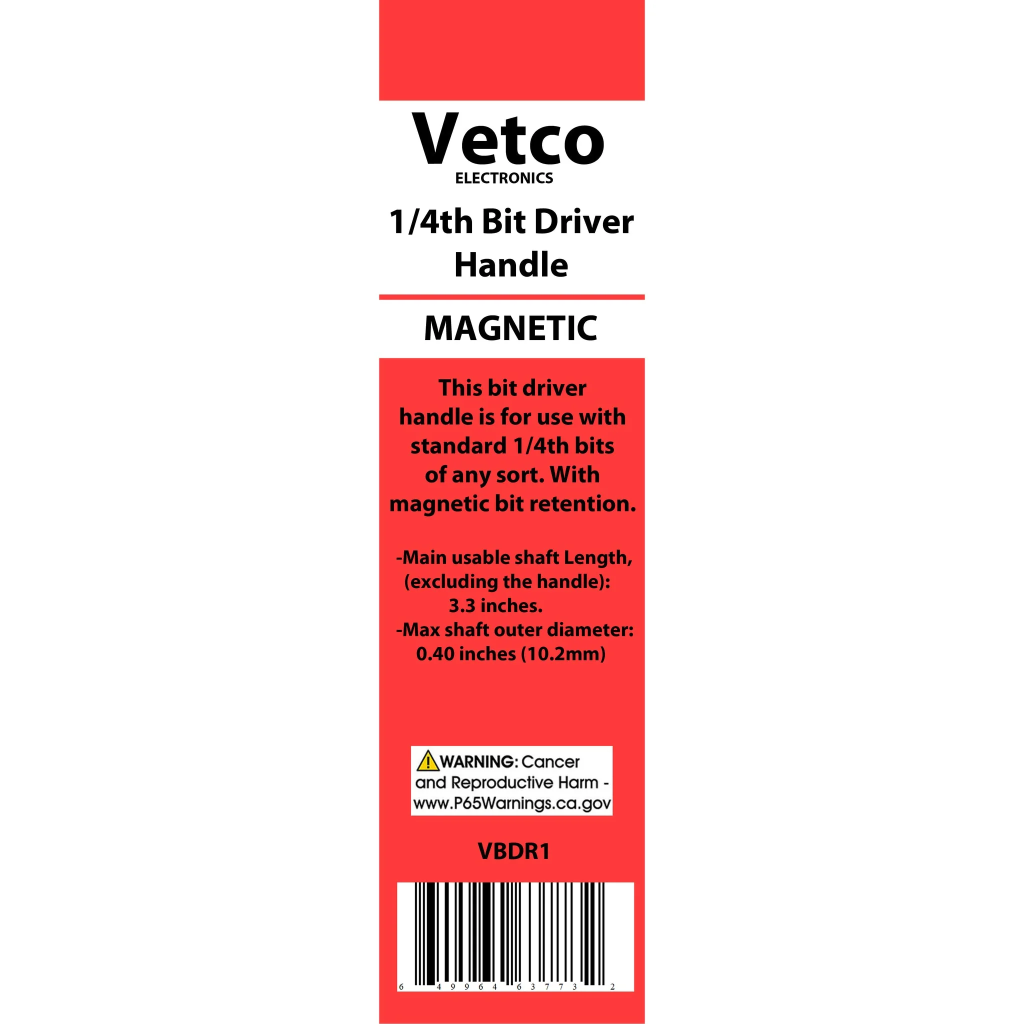 VETCO Magnetic 1/4th Hex Bit Driver Handle - Image 6