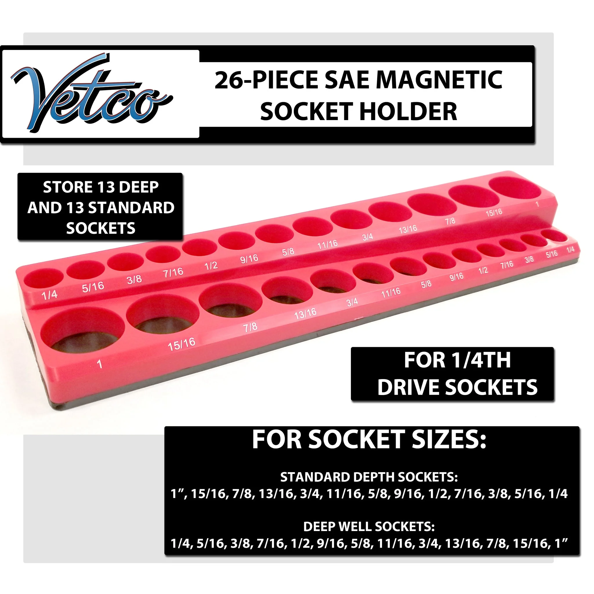 26-Piece SAE 3/8th  Magnetic Socket Holder - Image 10