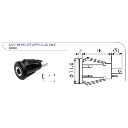 3.5mm Mono Jack Panel Mount - Non-conductive - Image 3