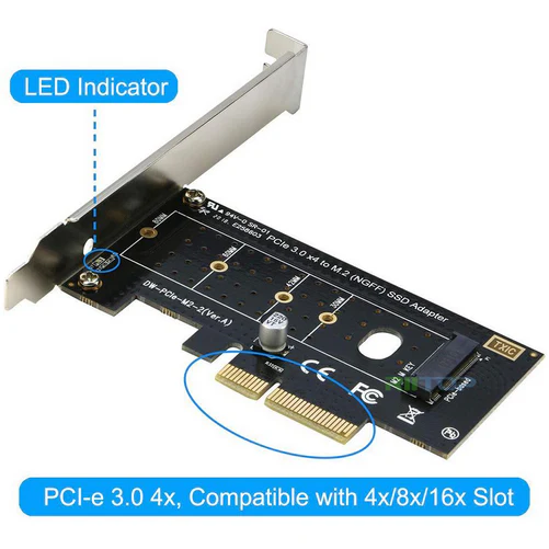 NVMe SSD to PCIe (M Key M.2 PCIe x4) Adapter Card - Image 4
