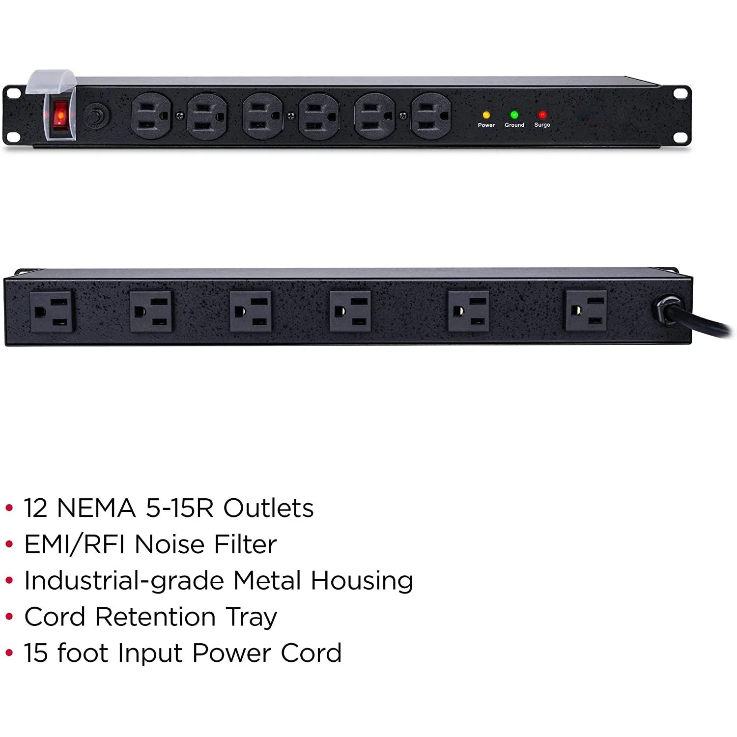 1U Rack Mount PDU Power Distribution Unit Standard Plug - 12 Outlet - Image 4