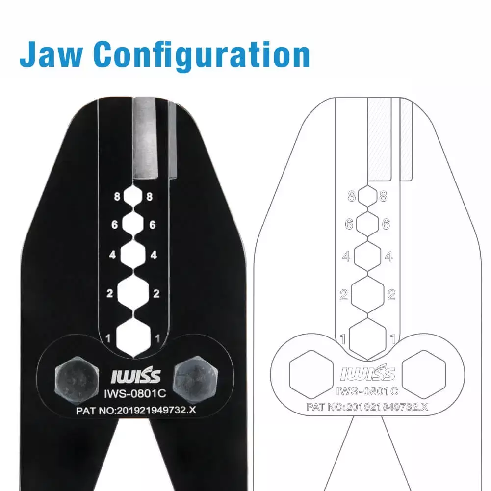 Large Battery Cable Lug Crimping Tool from AWG 8-1 with Built-in Cable Cutter 8ga- 1ga - Image 3