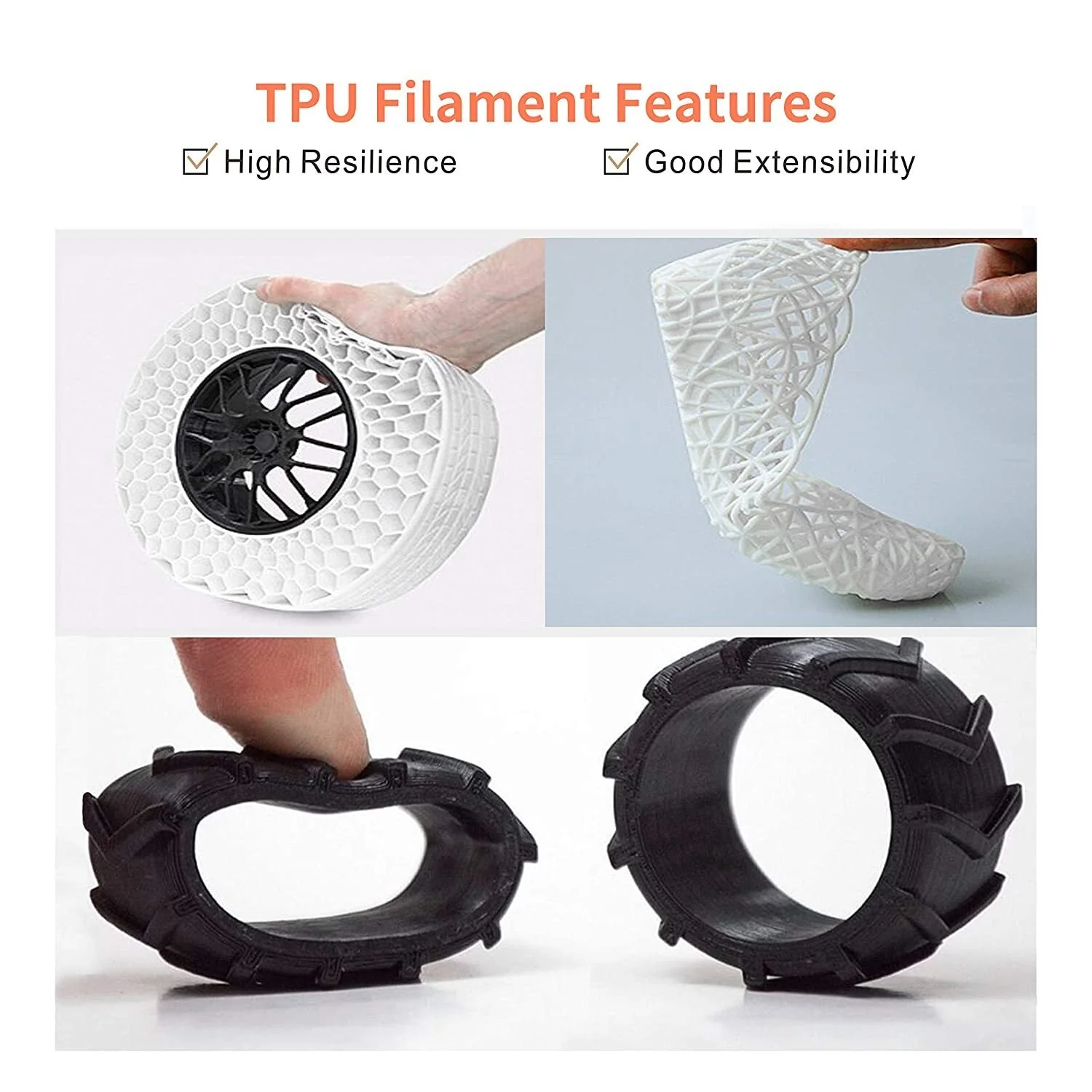 TPU Filament 1.75mm, White - Image 3