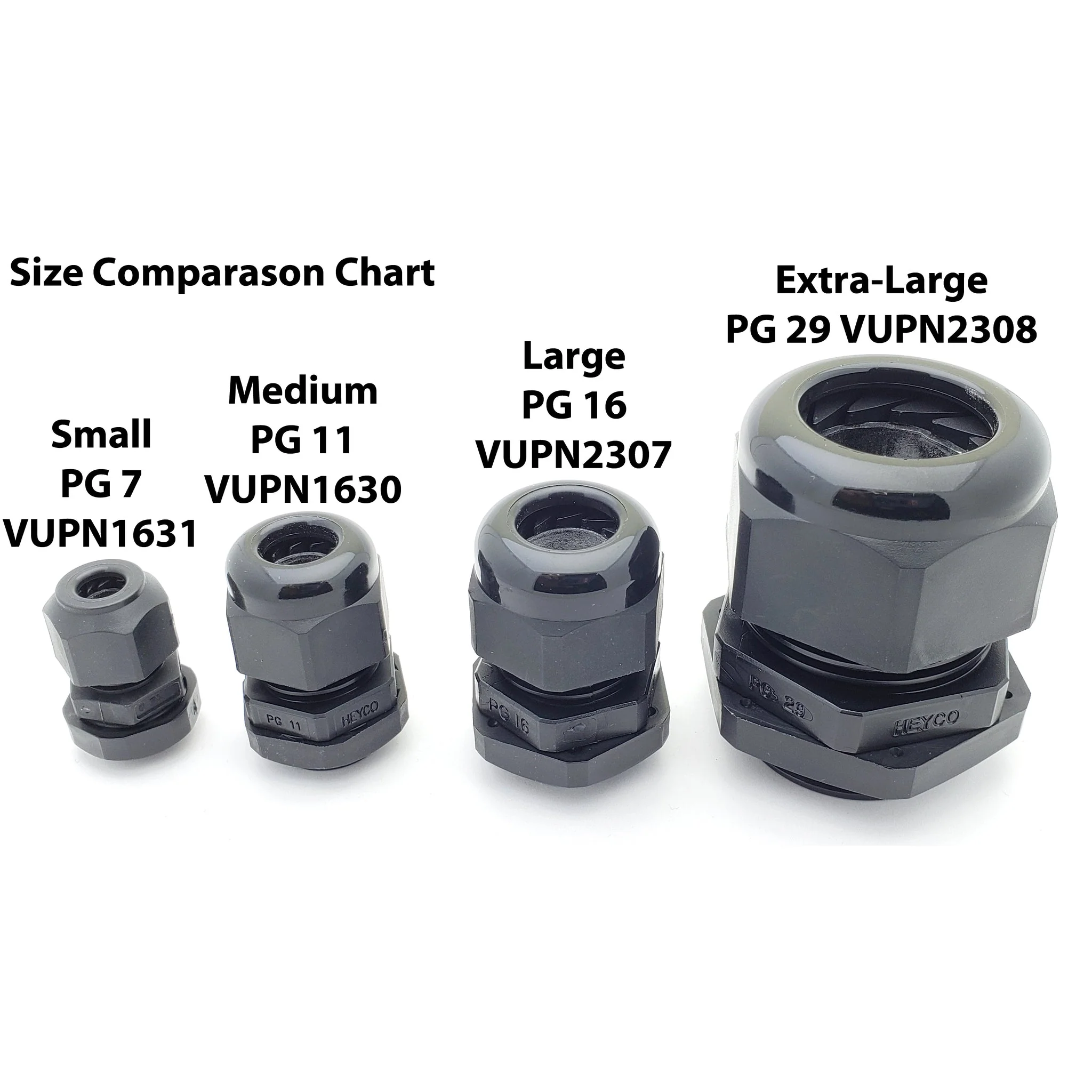 Medium Waterproof Cable Gland, Strain Relief And Cord Grip - 0.733" Mounting Hole - PG11 - Image 3