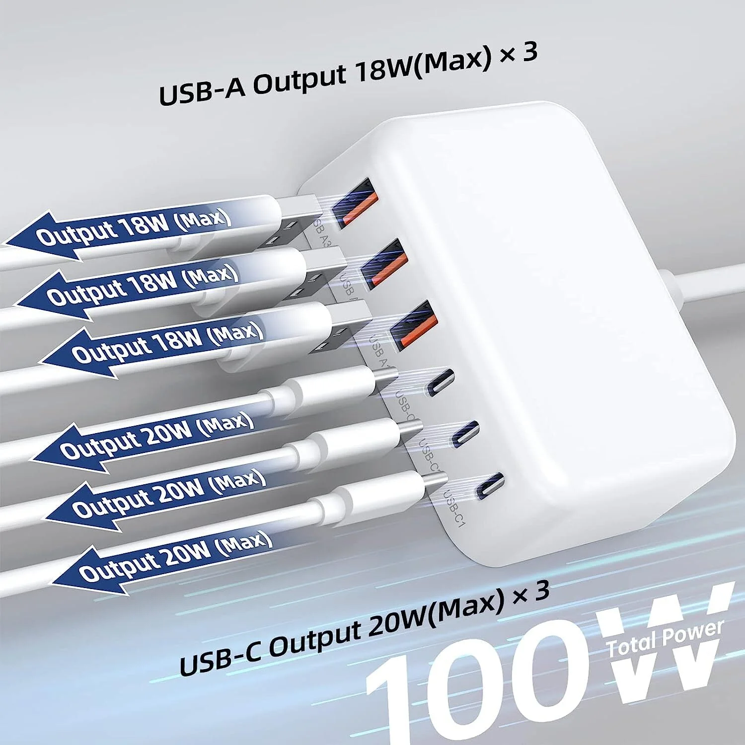 6 Port USB Charging Station - 100W - USB-C PD QC - Image 3