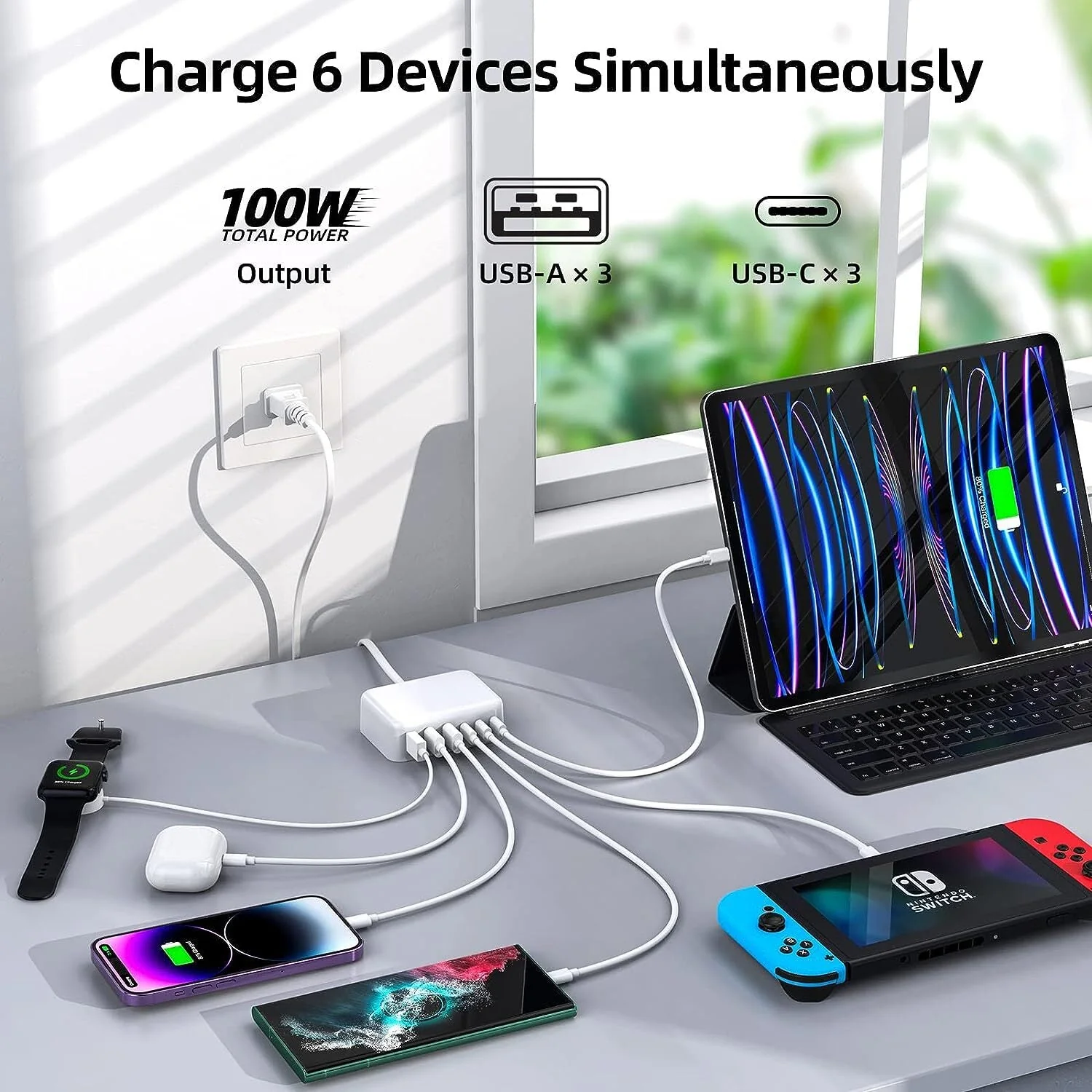 6 Port USB Charging Station - 100W - USB-C PD QC - Image 9