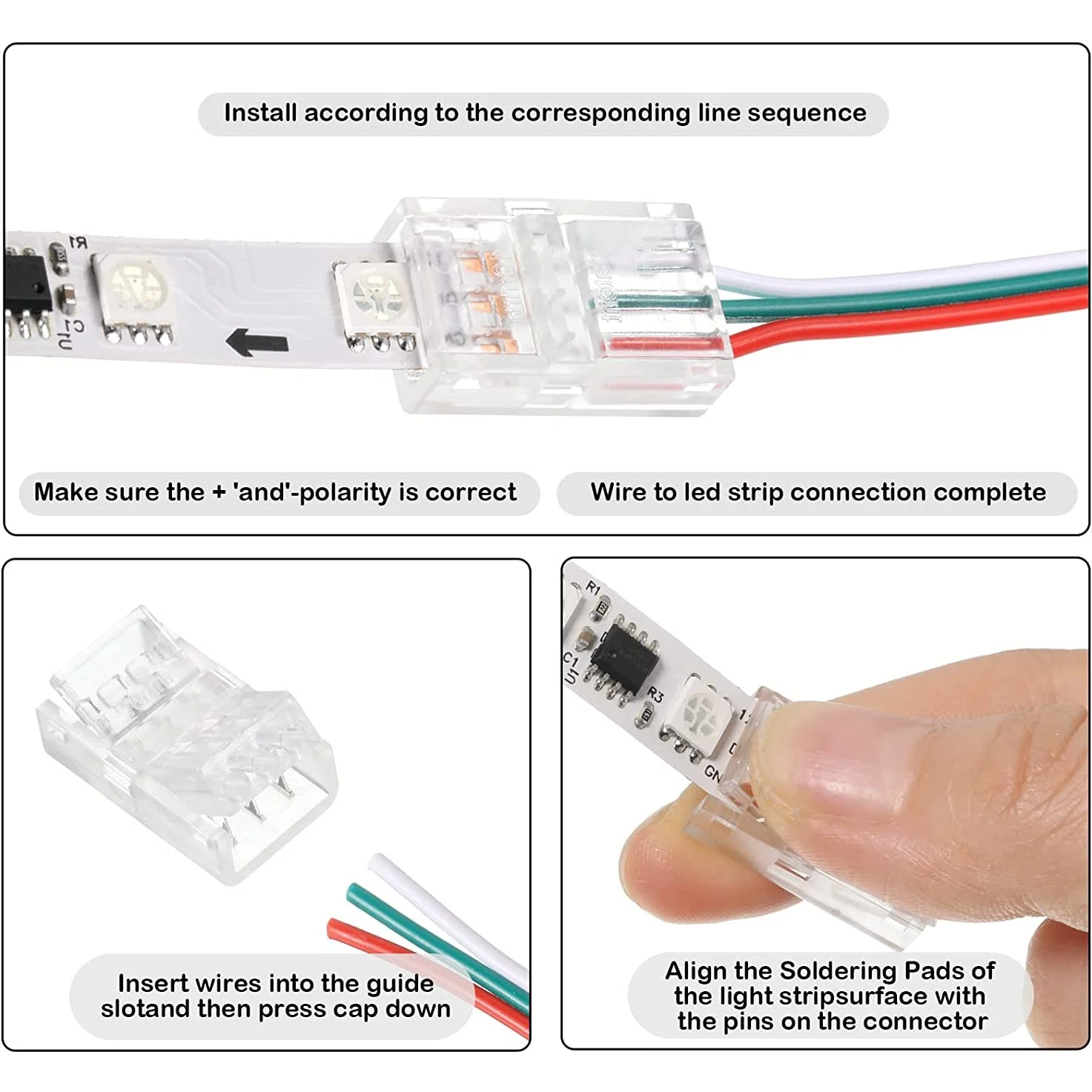 3 Pin RGB LED Strip Quick Connector 2 Pack - Image 2