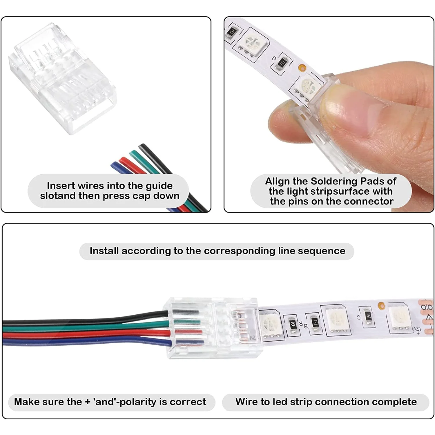 4 Pin RGB LED Strip Quick Connector 2 Pack - Image 4