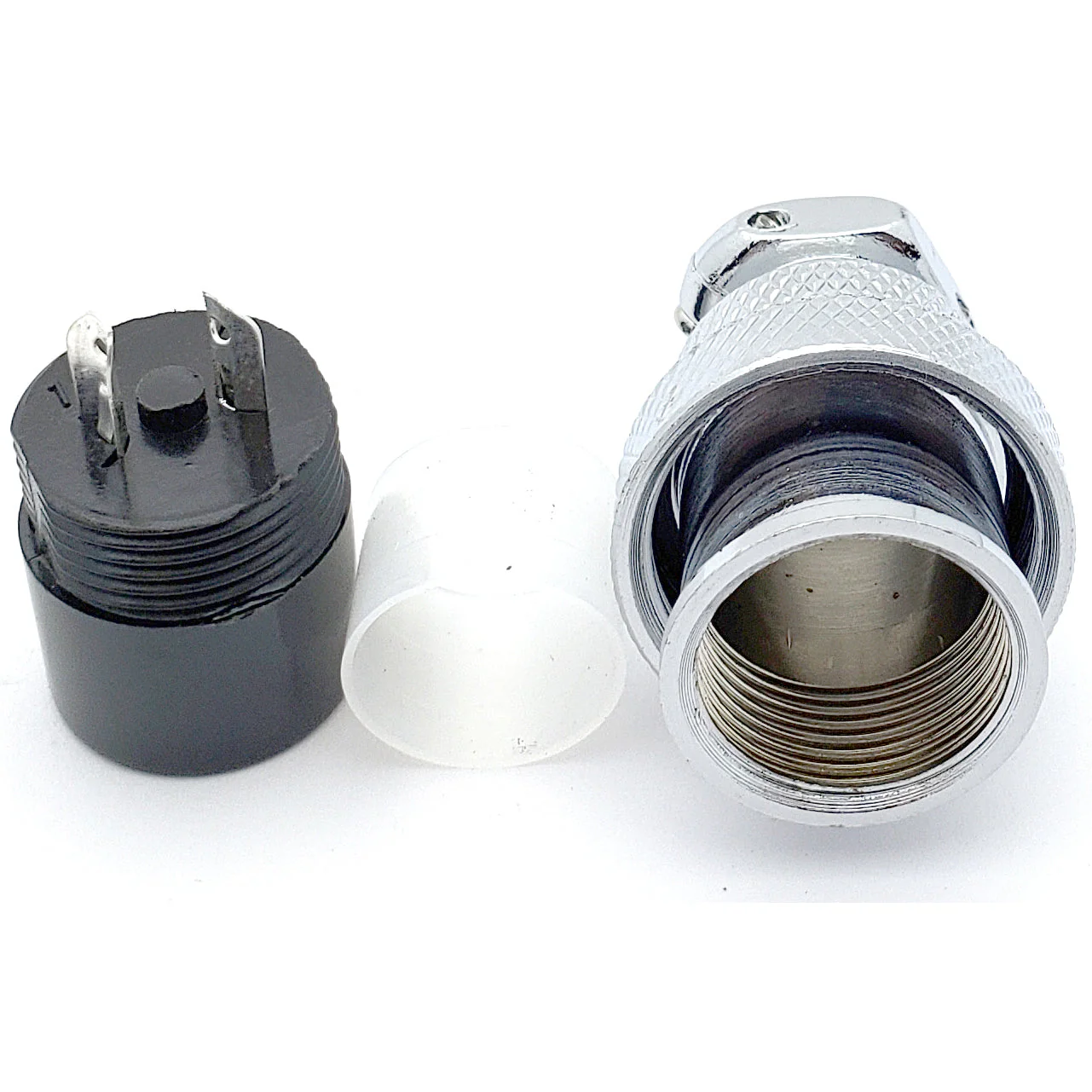 2 Pin Mic Connector Male/Female Pair - Large W/ Flange - 10A 250V M19 M20 - Image 3