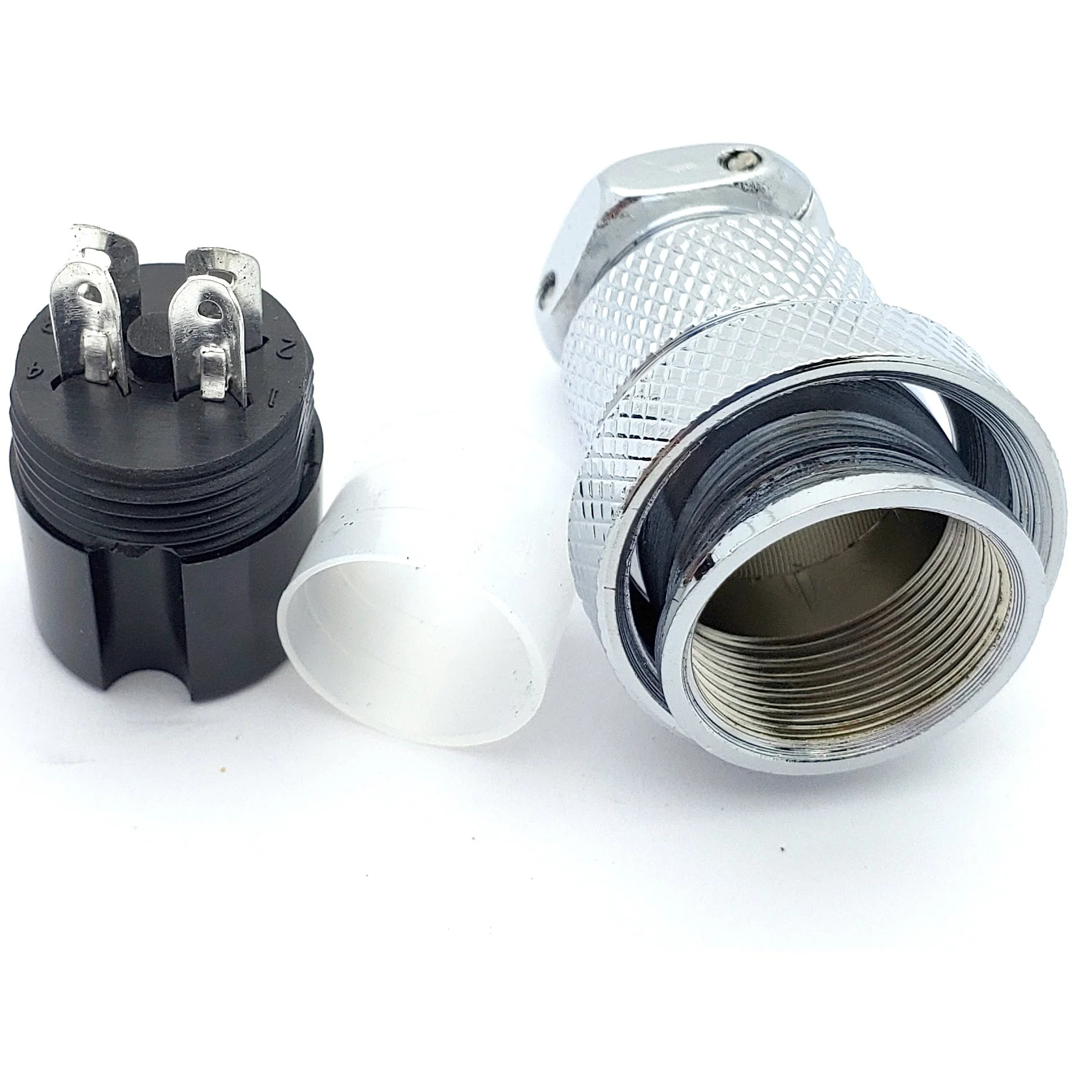 4 Pin Mic Connector Male/Female Pair - Large W/ Flange - 7A 250V M19 M20 - Image 4