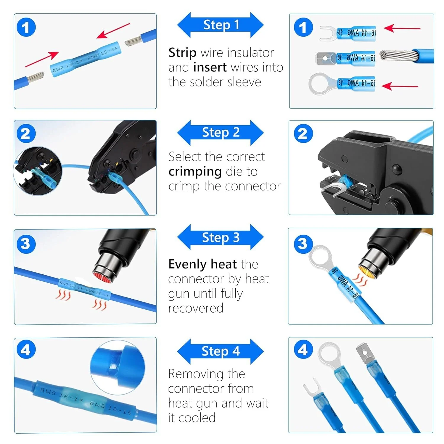 Heat Shrink Terminal Kit - 200 Pcs - Butt - Ring - Spade - Fork - Image 3