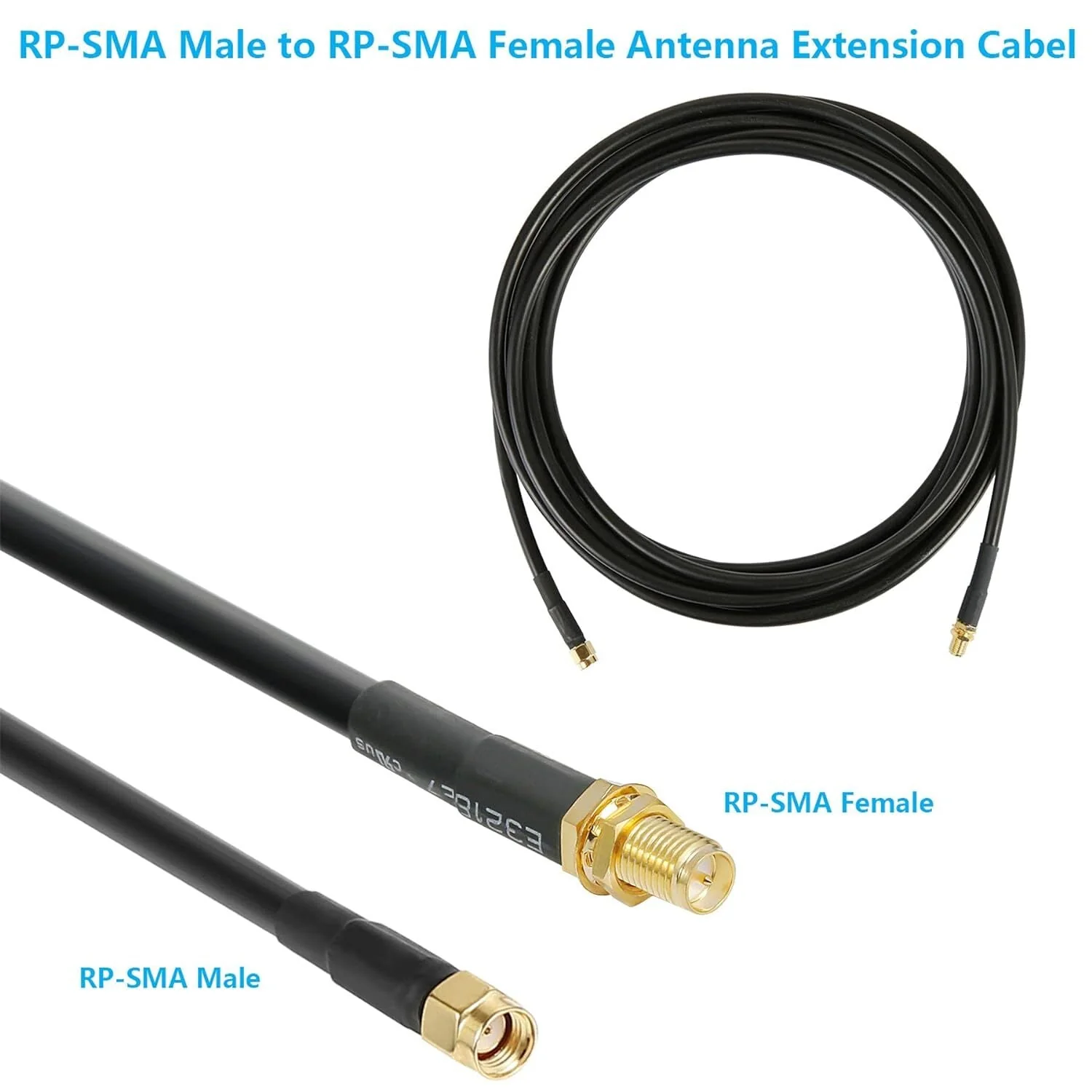 RP-SMA Male to RP-SMA Female Cable 10FT, LMR-240 - Image 4