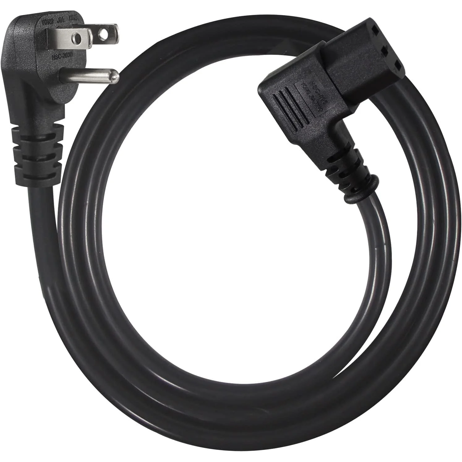 Right Angle Straight Down NEMA 5-15 To IEC C13 Right Angle 3 Ft Cable