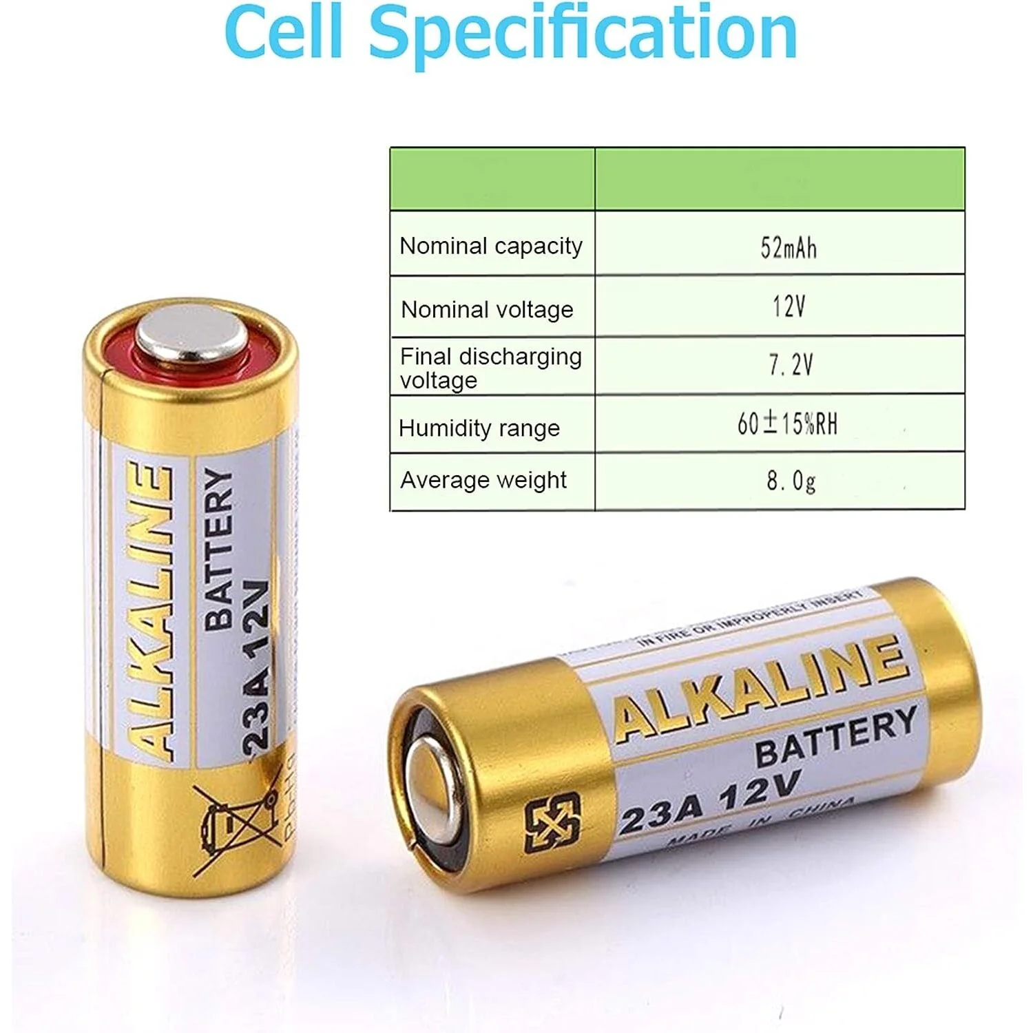 12V Alkaline Battery - A23 - Garage Door Opener, Key Fob - Image 3